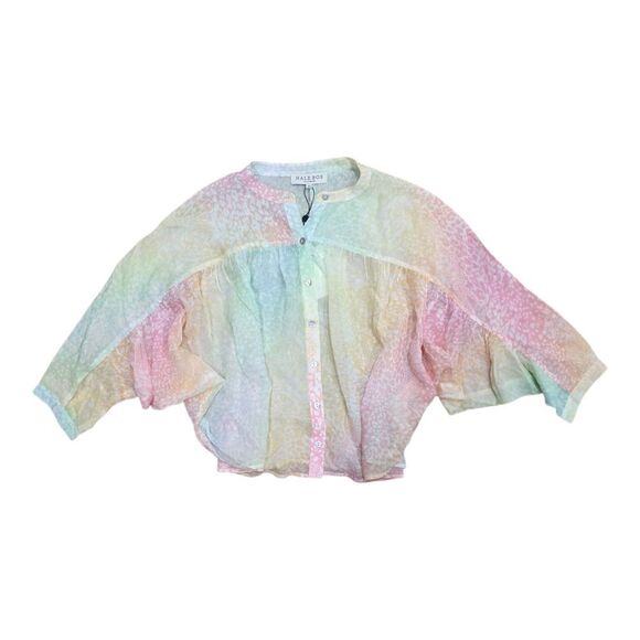 Hale Bob Colorful Sheer Cheetah Print Dolman Sleeve Blouse XS NWT - Picture 2 of 5